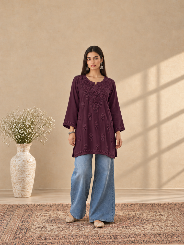 Akira Rayon Short Chikankari Kurti for Women