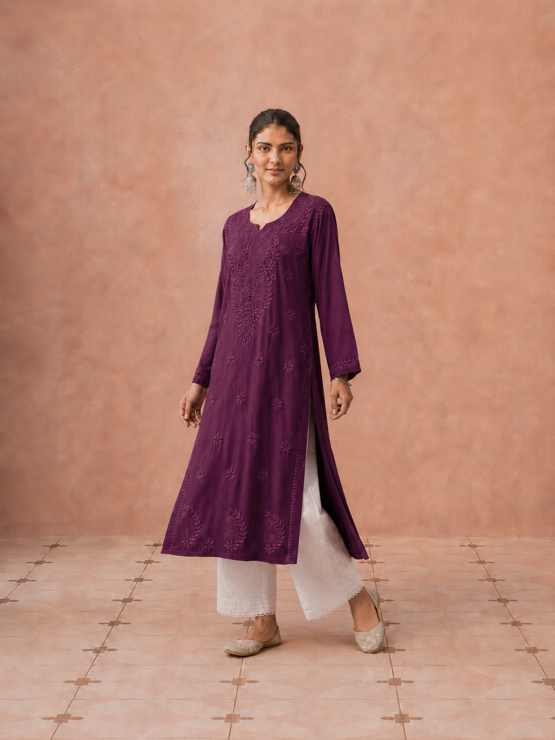 Moksha Rayon Chikankari Straight Kurta