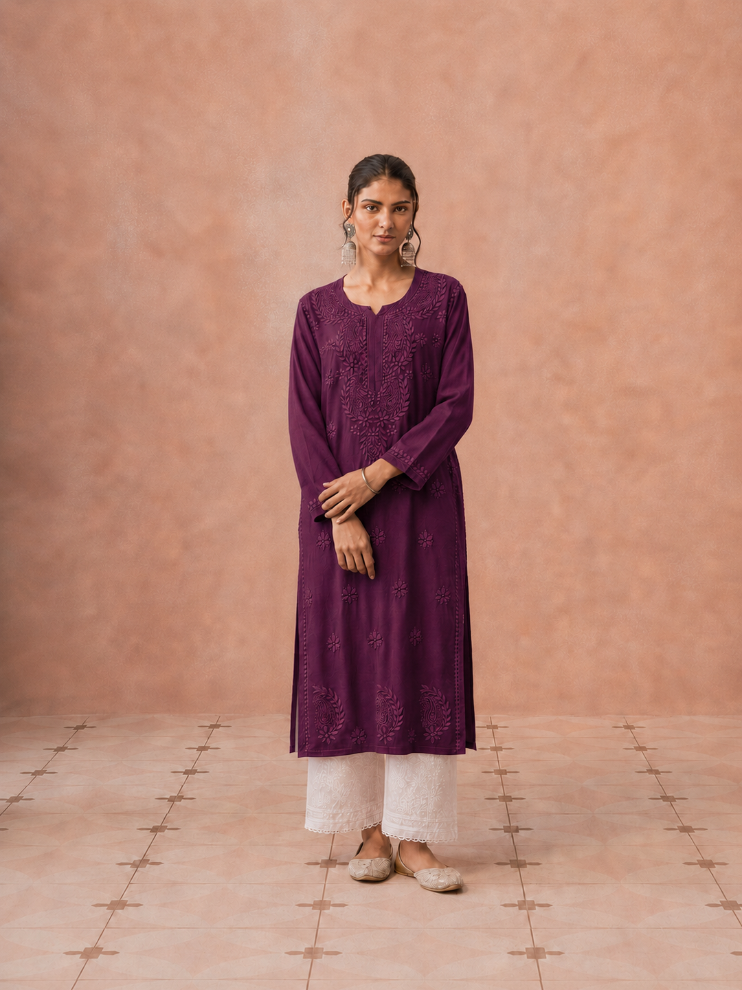 Moksha Rayon Chikankari Straight Kurta