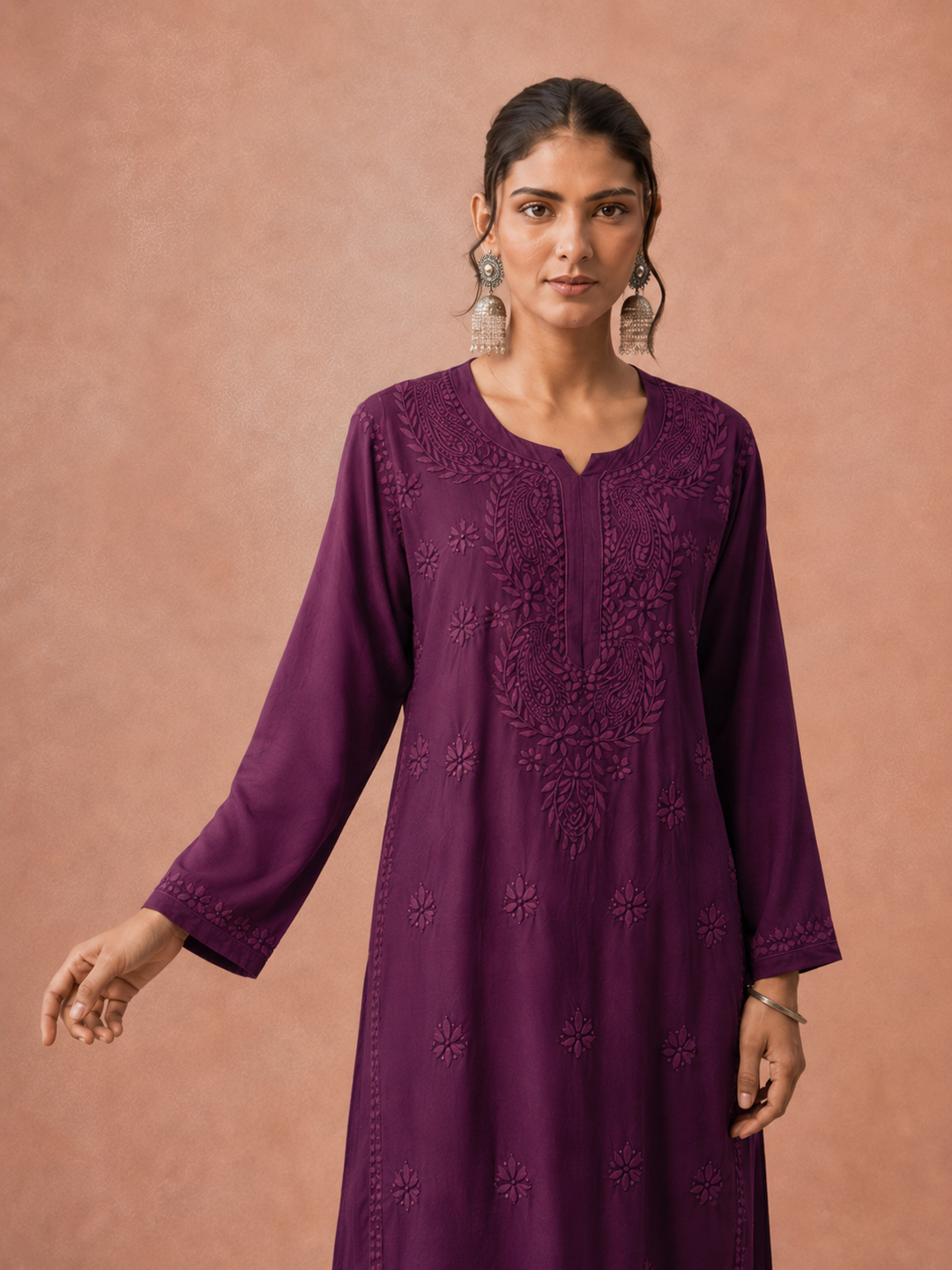 Moksha Rayon Chikankari Straight Kurta