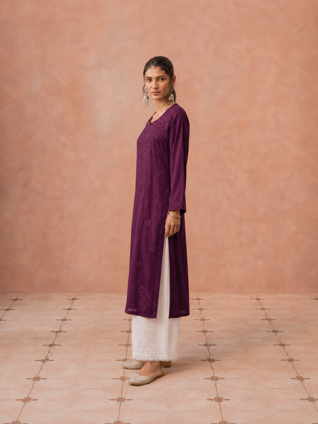 Moksha Rayon Chikankari Straight Kurta