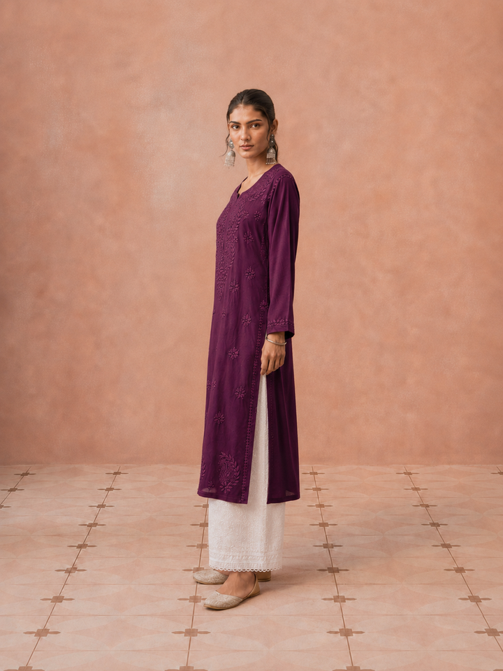Moksha Rayon Chikankari Straight Kurta
