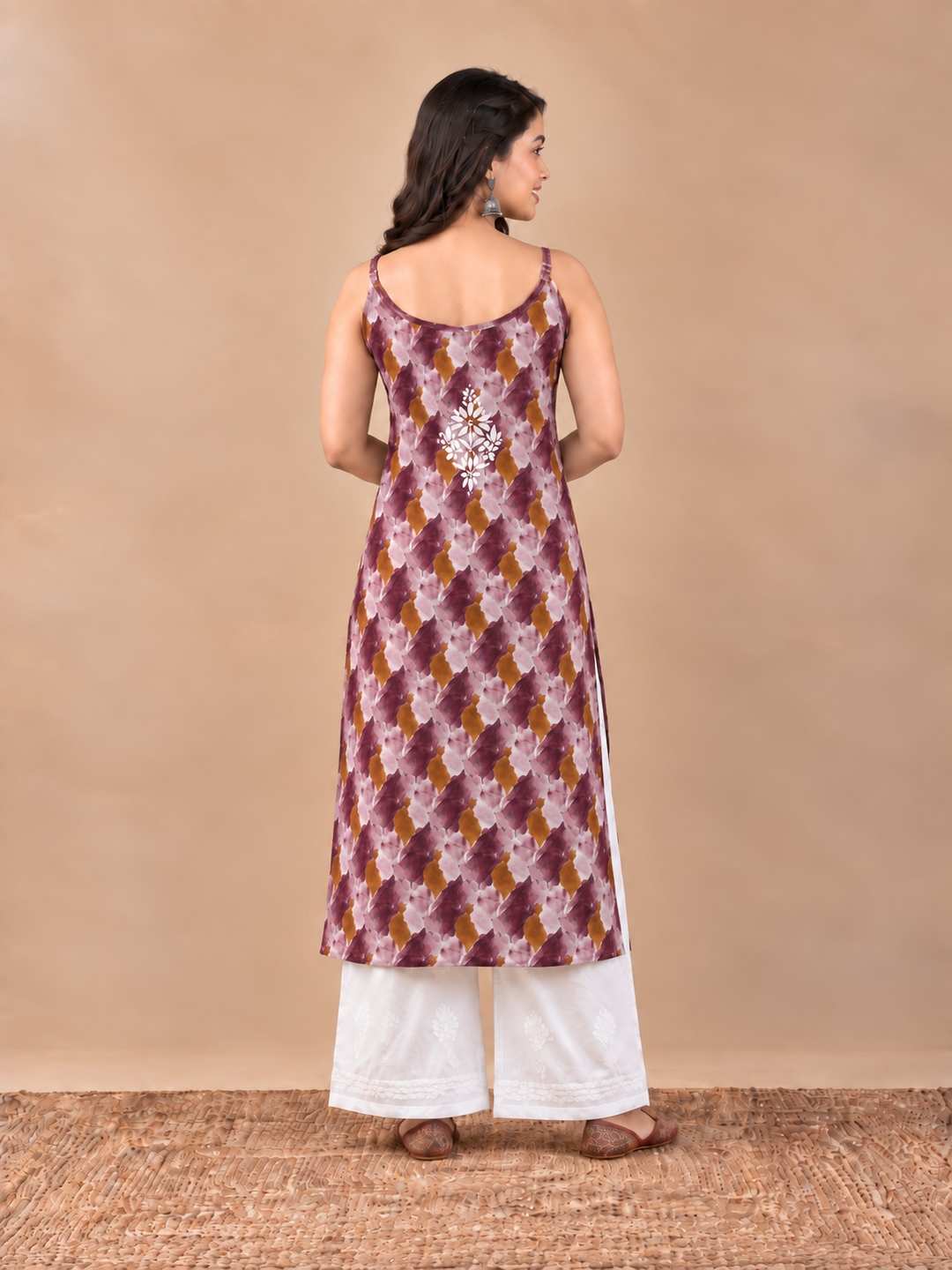 Chitra Mulmul Chikankari Strappy Straight Kurta