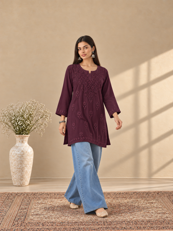 Akira Rayon Short Chikankari Kurti for Women