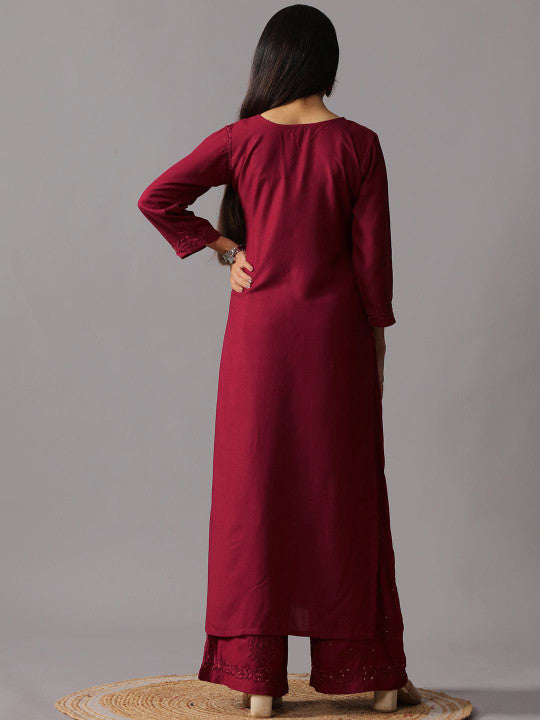 Avika Rayon Chikankari Mukaish Co-ord Set