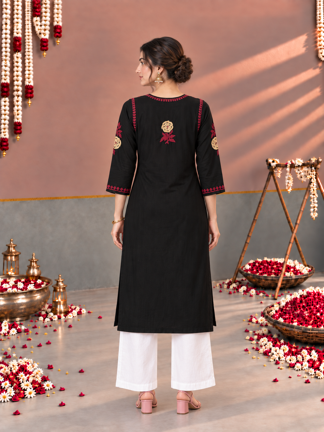 Kaya Rayon Chikankari Straight Kurta