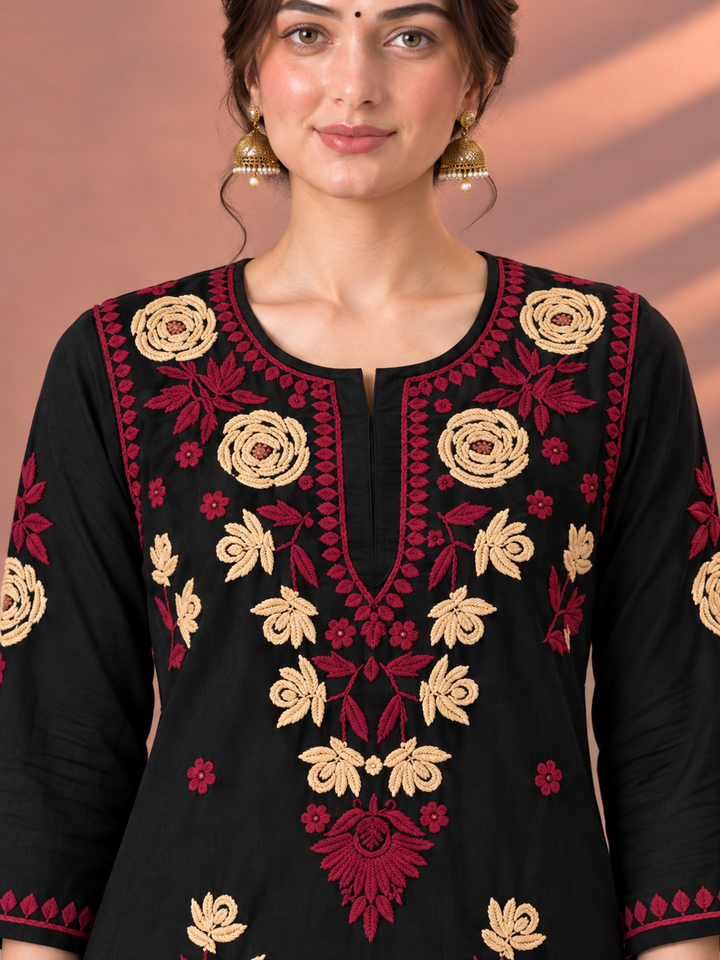 Kaya Rayon Chikankari Straight Kurta