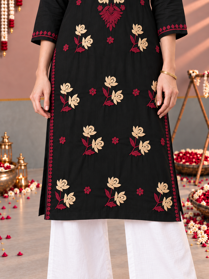 Kaya Rayon Chikankari Straight Kurta