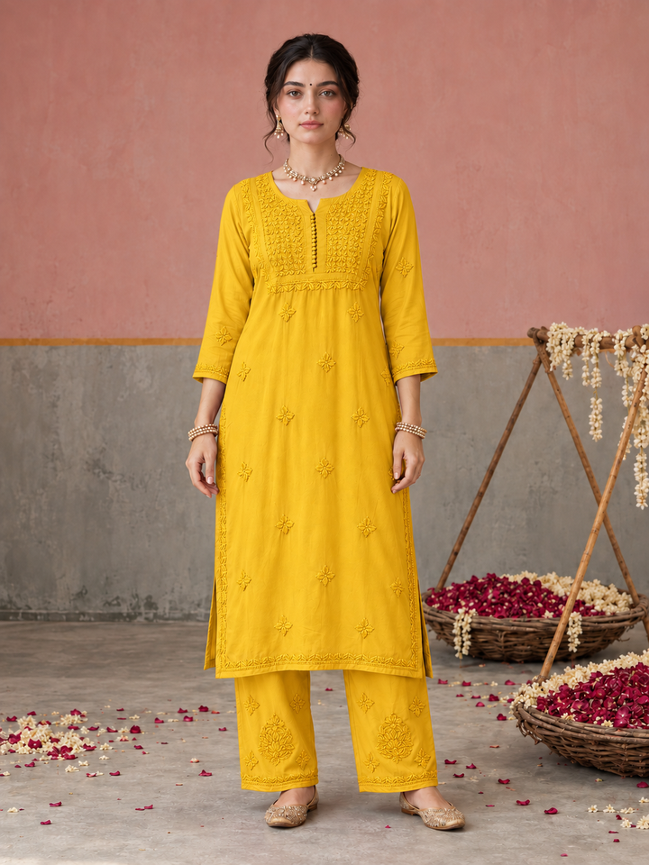 Lajja Chikankari Rayon Co-ord Set