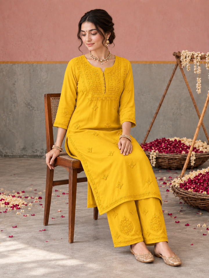 Lajja Chikankari Rayon Co-ord Set