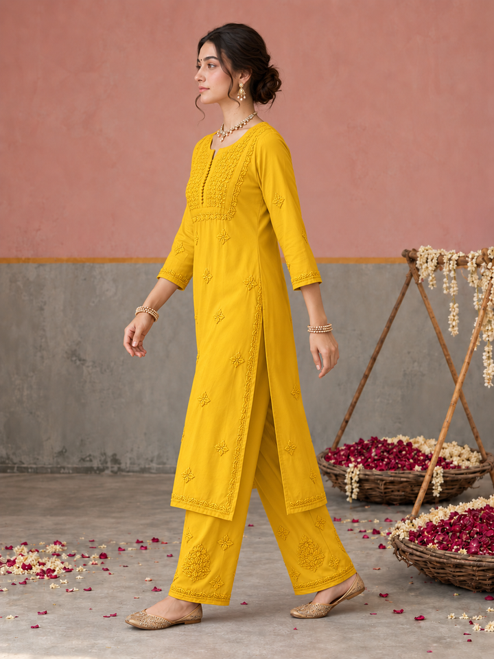 Lajja Chikankari Rayon Co-ord Set