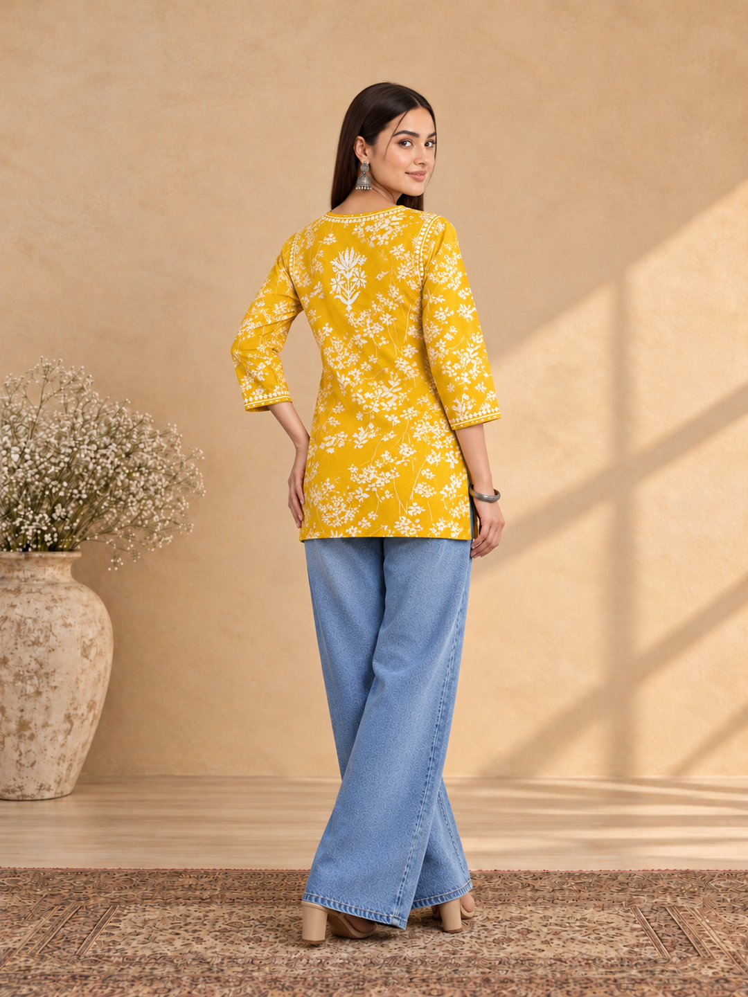 Zeba Chikankari Mulmul Short Kurti