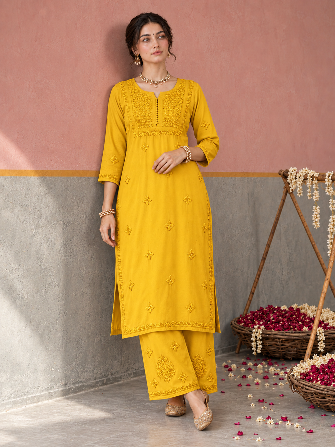Lajja Chikankari Rayon Co-ord Set