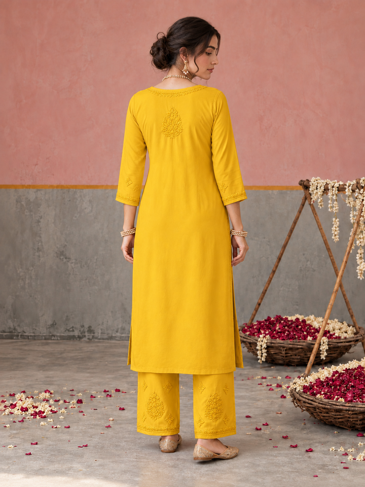Lajja Chikankari Rayon Co-ord Set