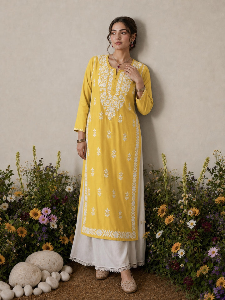 Lisa Chikankari Premium Modal Straight Kurta