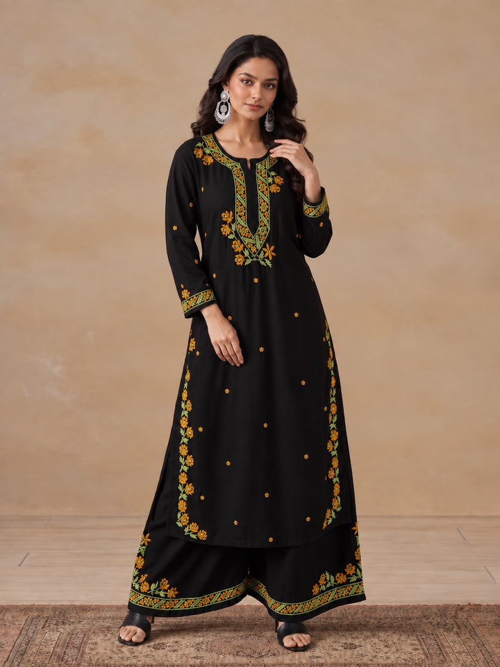 Hina Rayon Chikankari Rose Co-ord Set