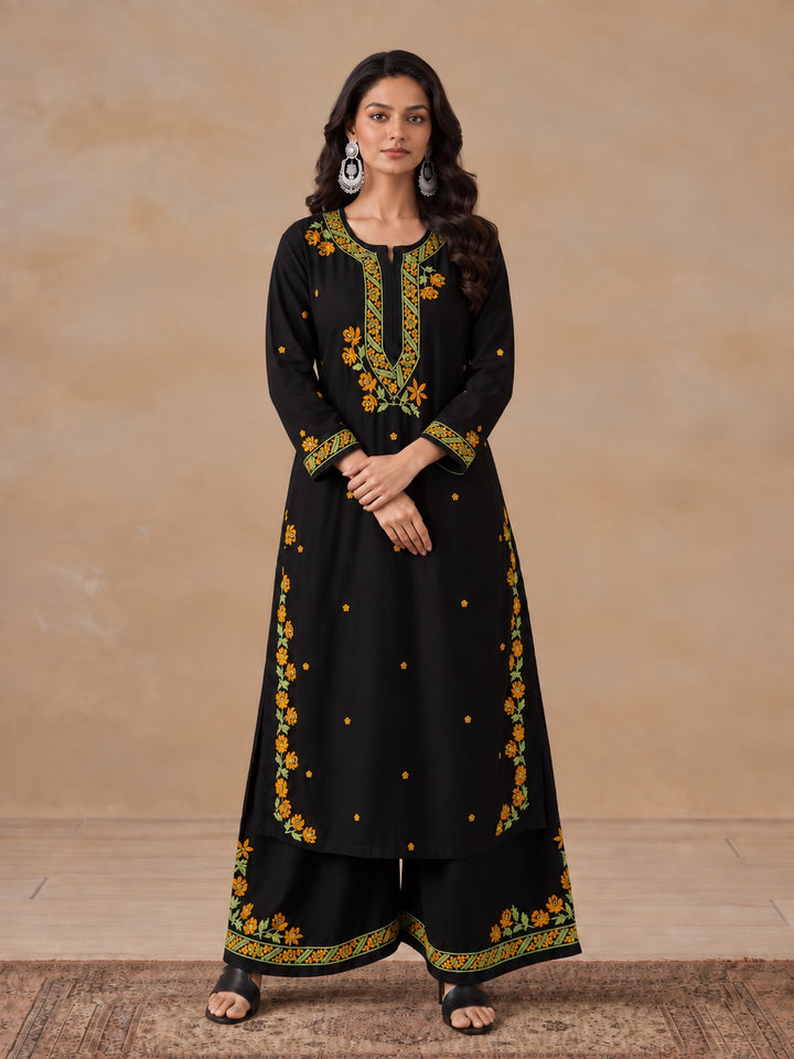 Hina Rayon Chikankari Rose Co-ord Set