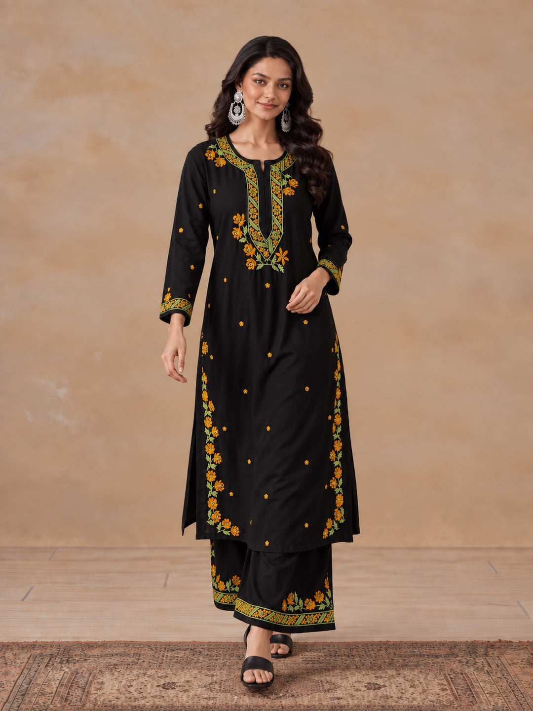 Hina Rayon Chikankari Rose Co-ord Set