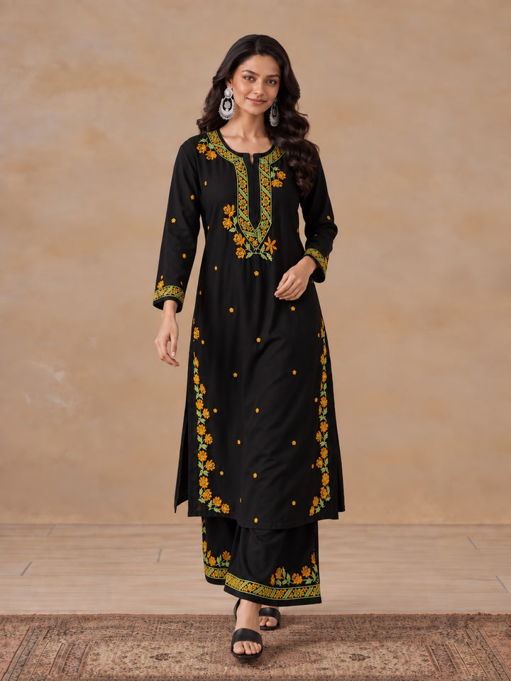 Hina Rayon Chikankari Rose Co-ord Set