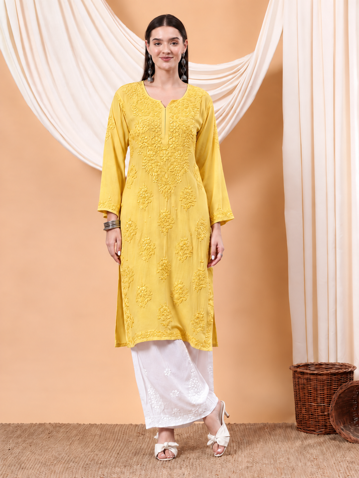 Heer Chikankari Modal Straight Kurta