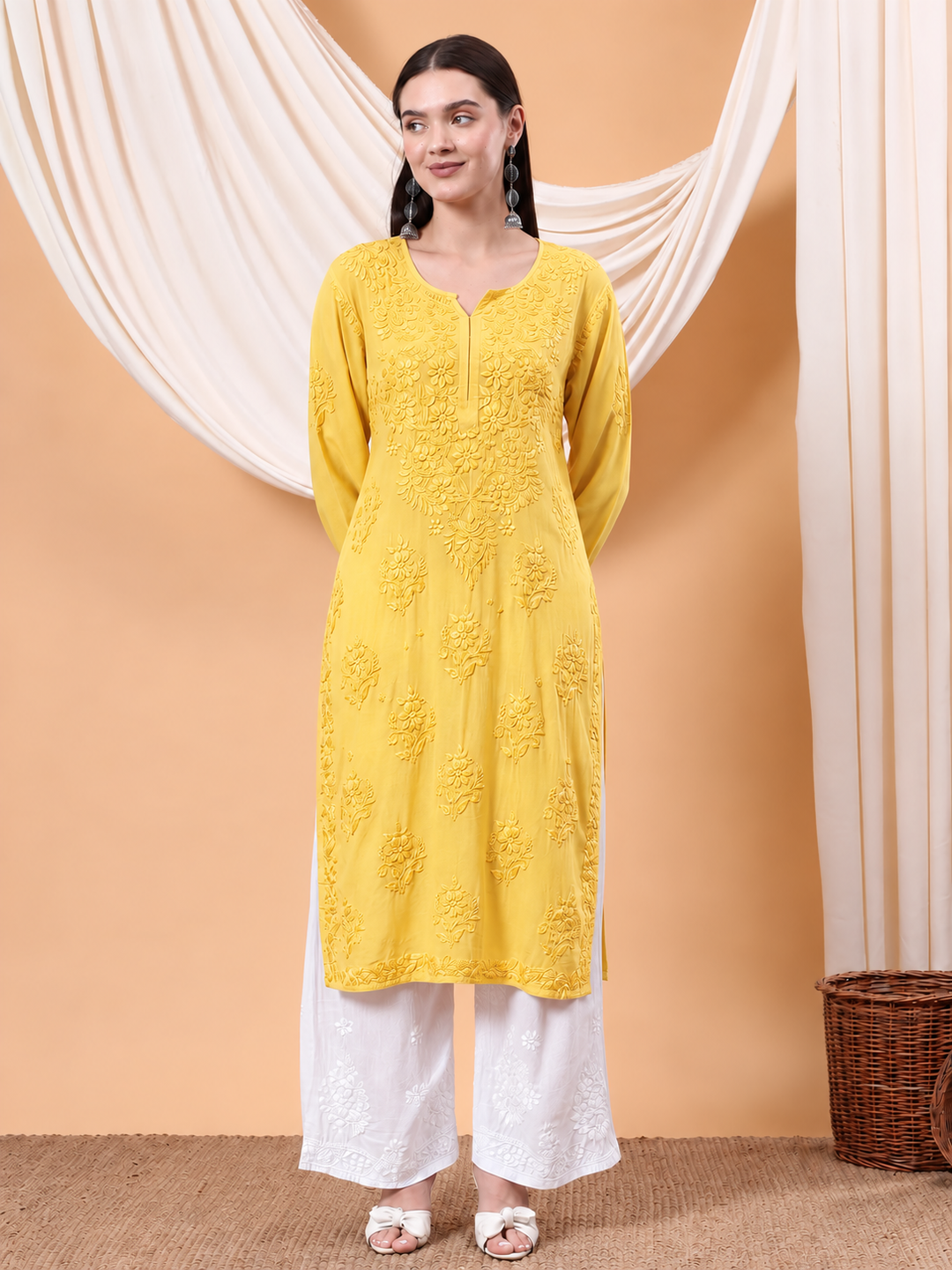 Heer Chikankari Modal Straight Kurta