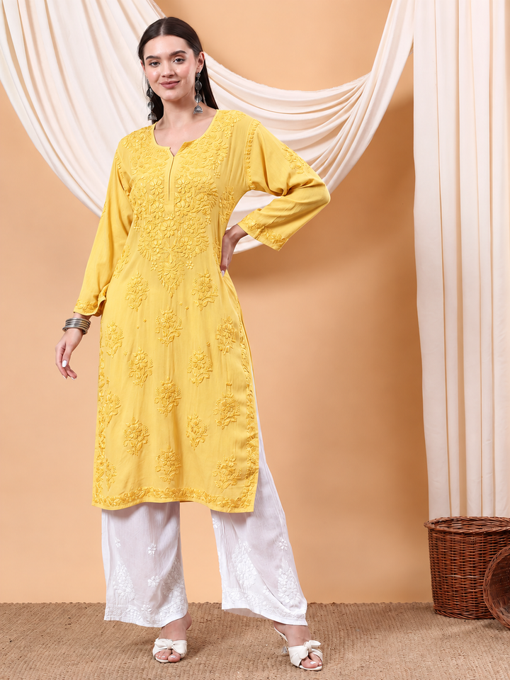 Heer Chikankari Modal Straight Kurta