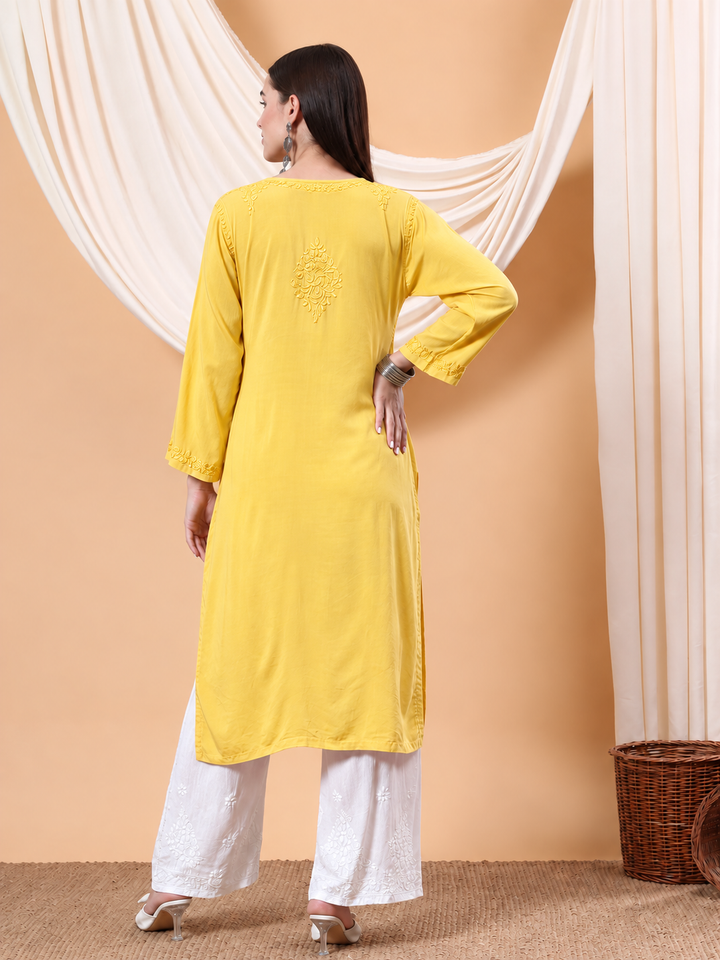 Heer Chikankari Modal Straight Kurta