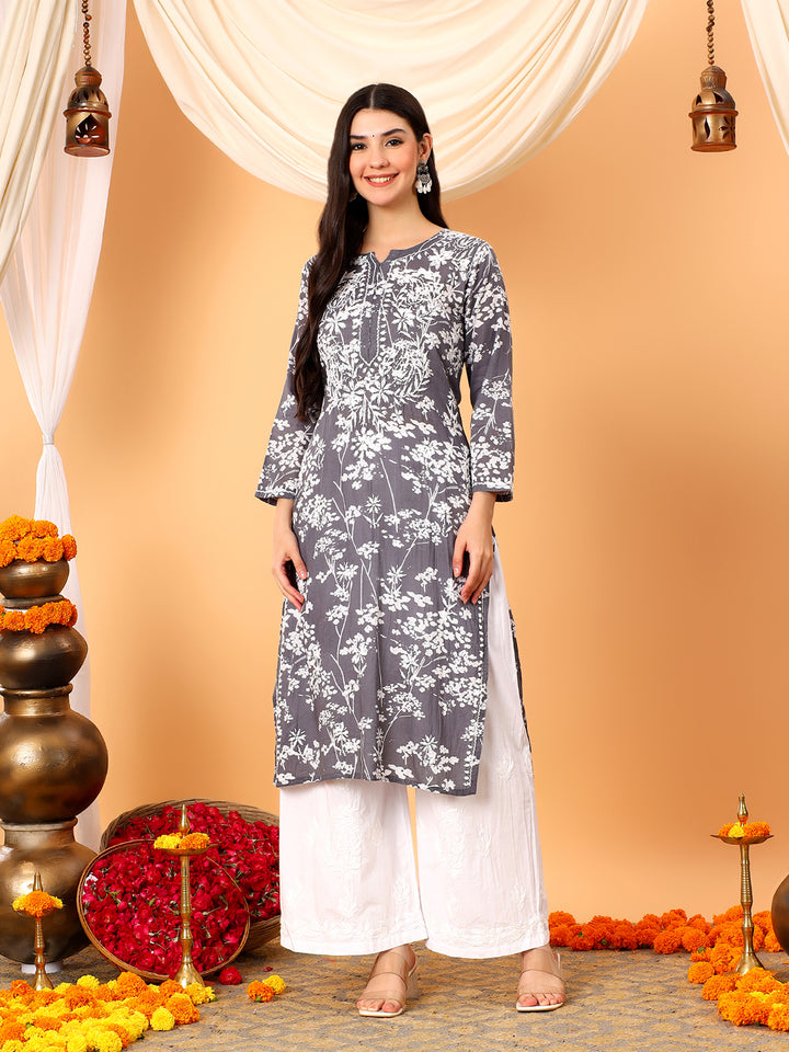 Zainab Chikankari Mulmul Straight Kurta