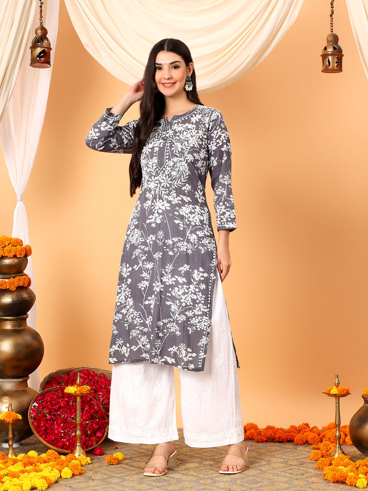 Zainab Chikankari Mulmul Straight Kurta