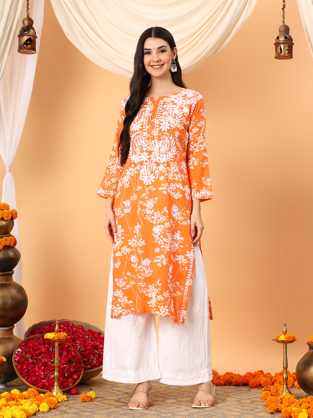 Zainab Chikankari Mulmul Straight Kurta