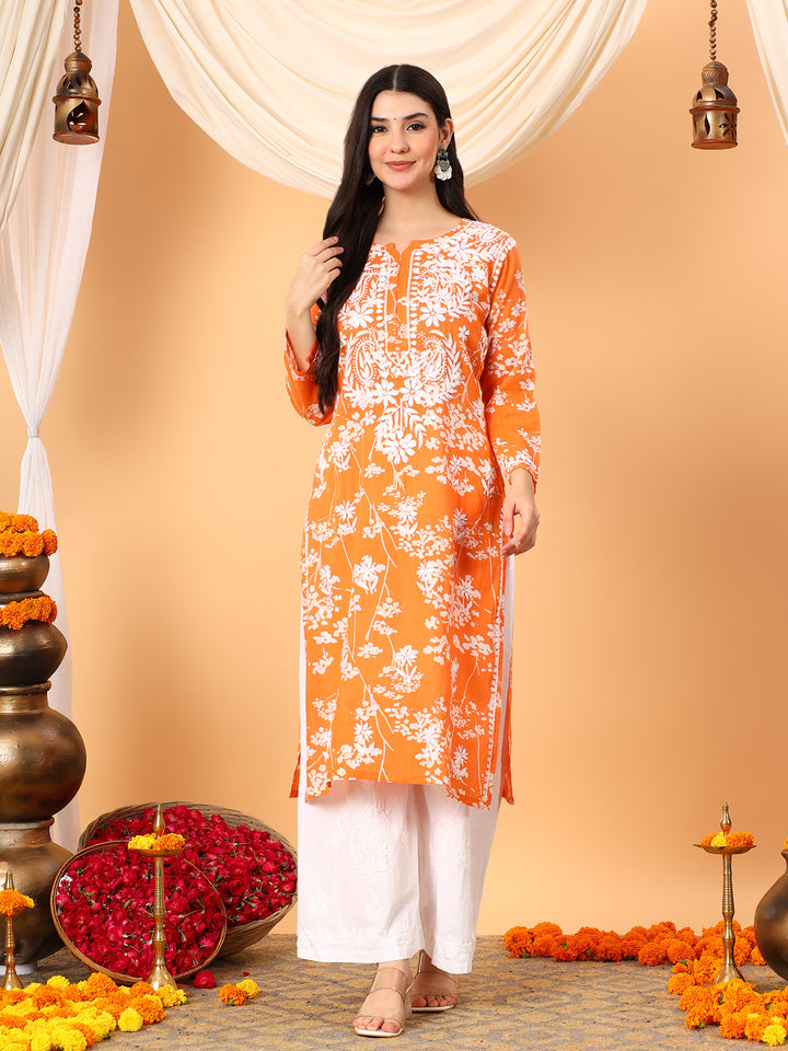 Zainab Chikankari Mulmul Straight Kurta
