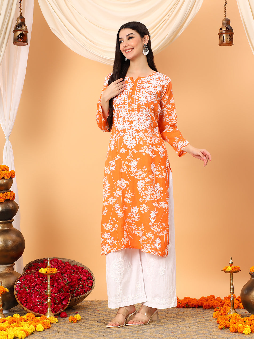 Zainab Chikankari Mulmul Straight Kurta