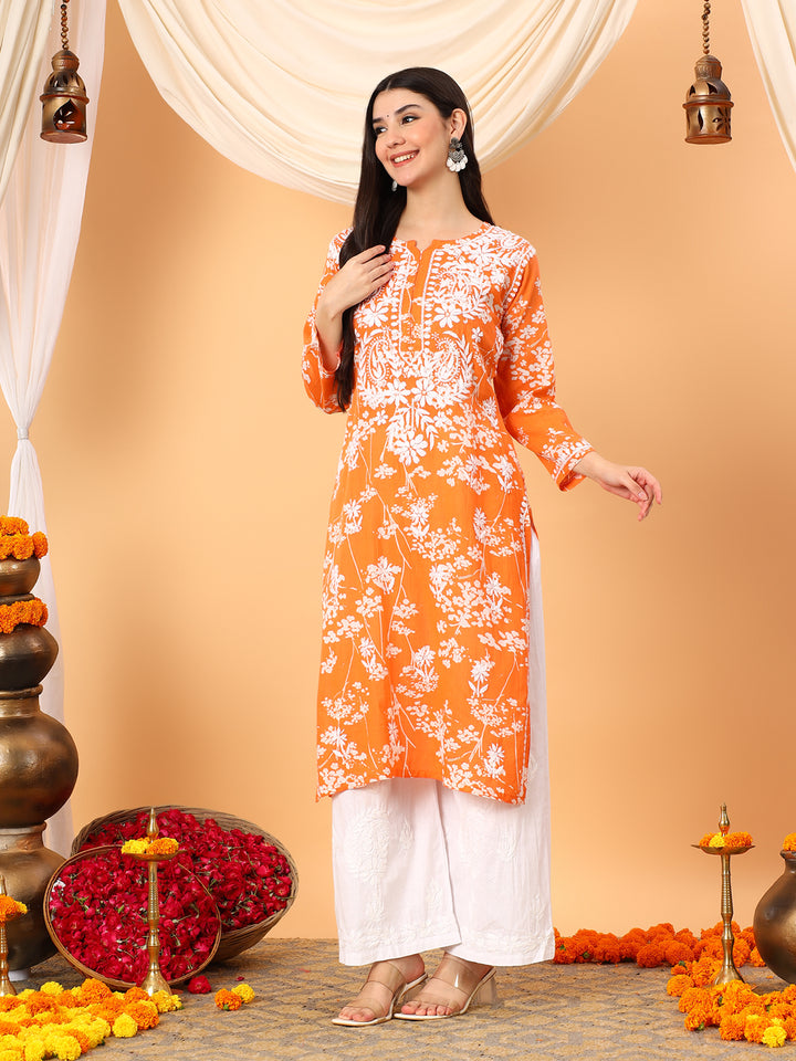 Zainab Chikankari Mulmul Straight Kurta
