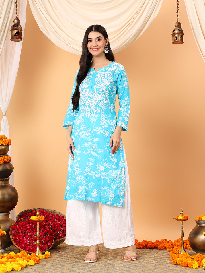 Zainab Chikankari Mulmul Straight Kurta