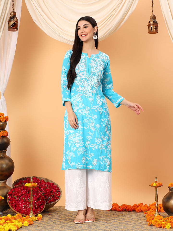 Zainab Chikankari Mulmul Straight Kurta