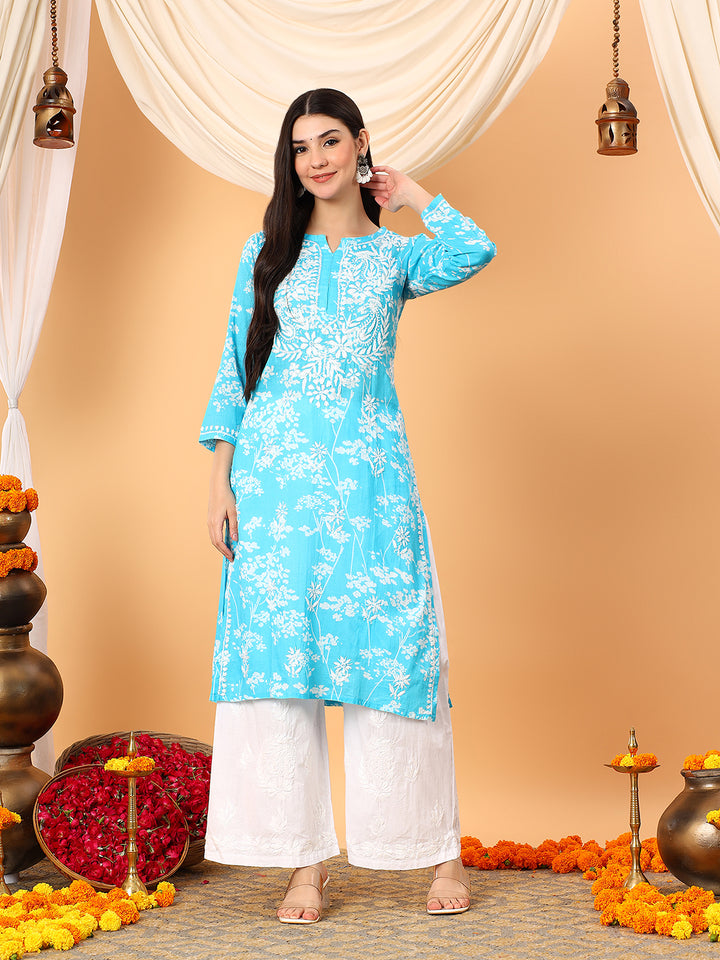 Zainab Chikankari Mulmul Straight Kurta