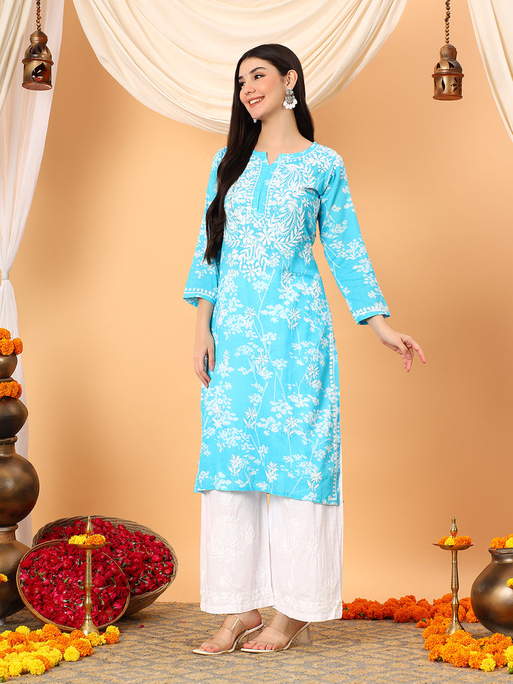 Zainab Chikankari Mulmul Straight Kurta