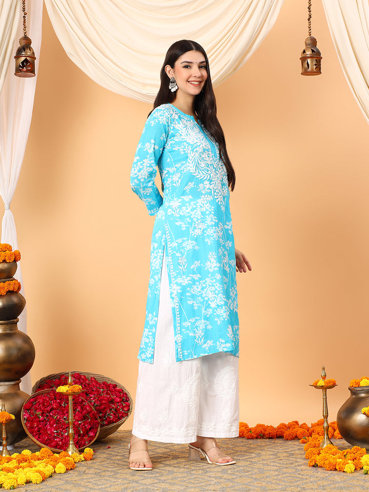 Zainab Chikankari Mulmul Straight Kurta