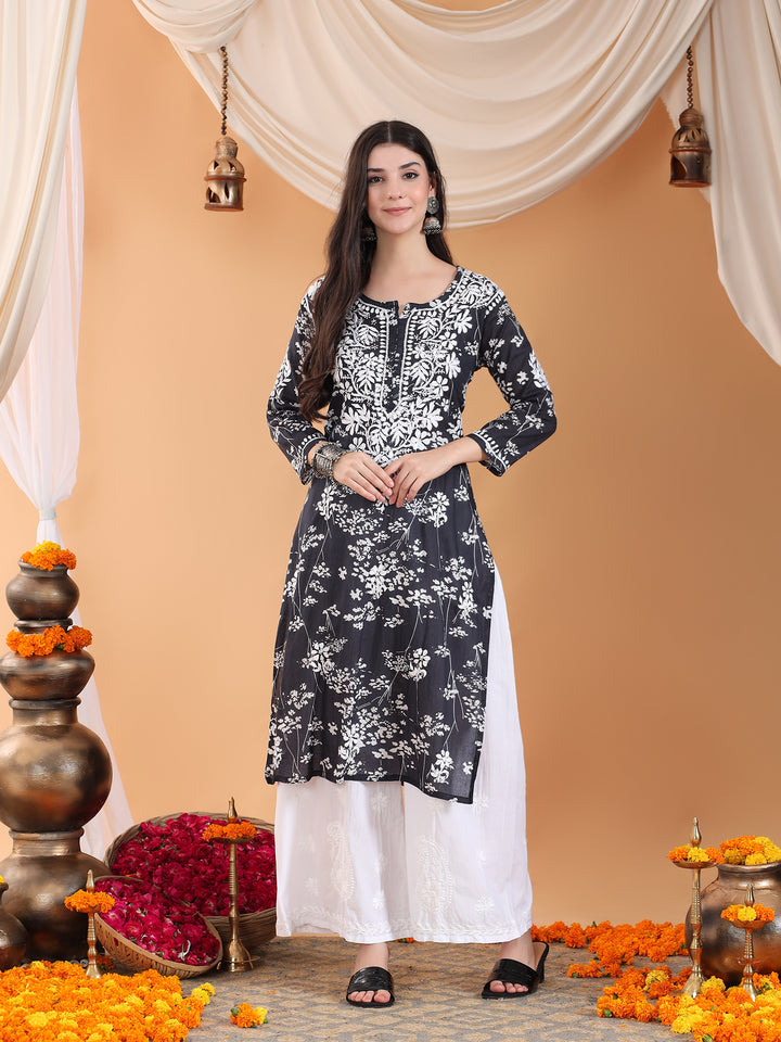 Zainab Chikankari Mulmul Straight Kurta