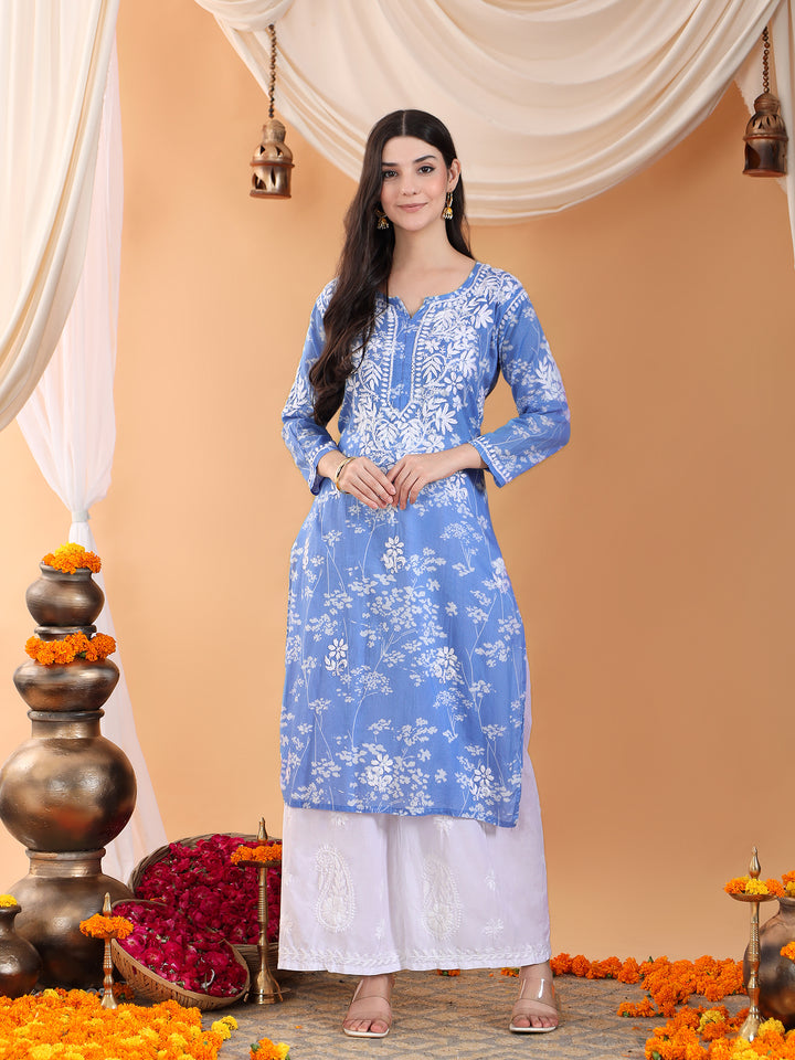 Zainab Chikankari Mulmul Straight Kurta