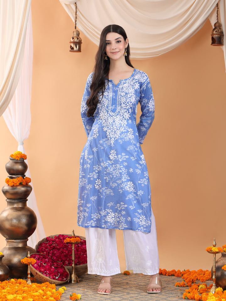 Zainab Chikankari Mulmul Straight Kurta