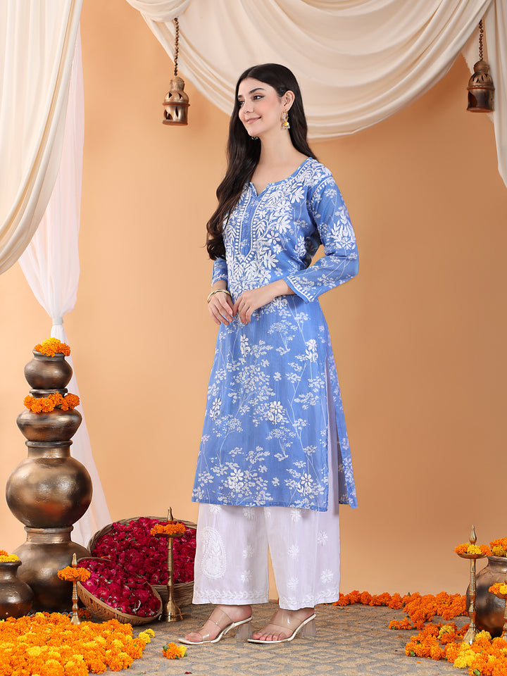 Zainab Chikankari Mulmul Straight Kurta