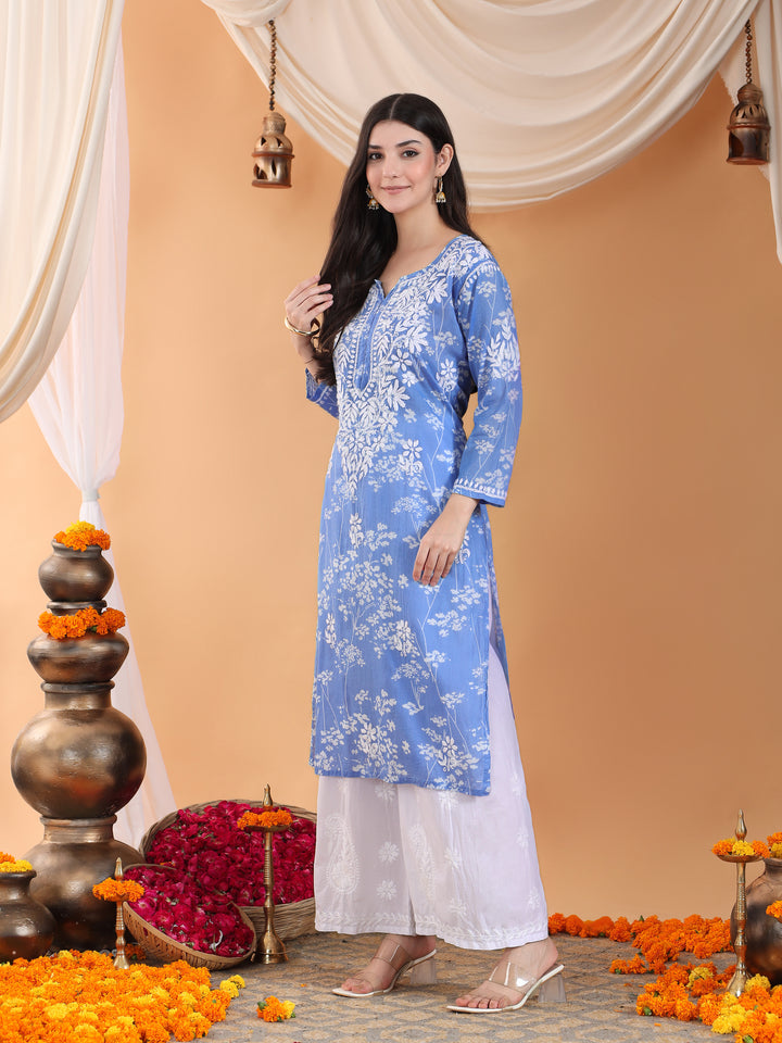 Zainab Chikankari Mulmul Straight Kurta