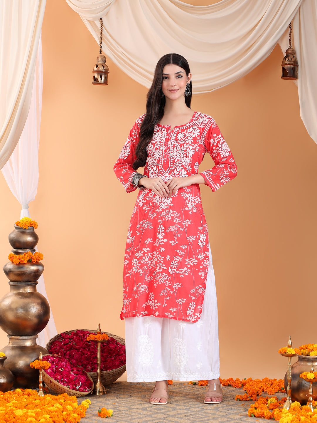 Zainab Chikankari Mulmul Straight Kurta