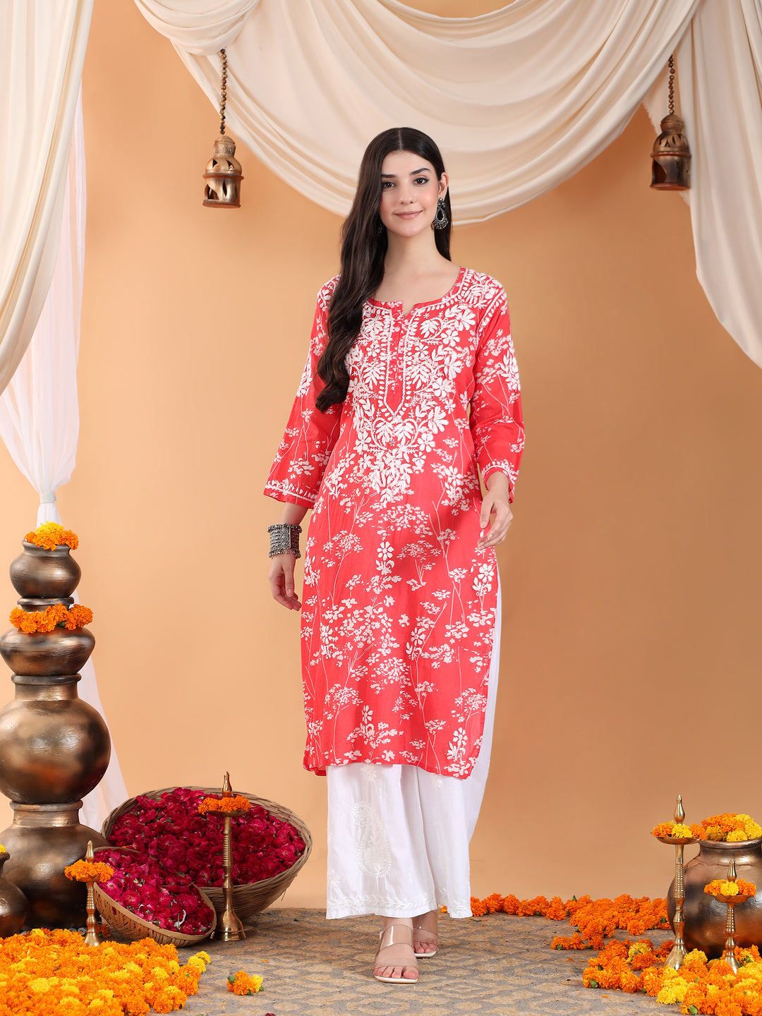 Zainab Chikankari Mulmul Straight Kurta