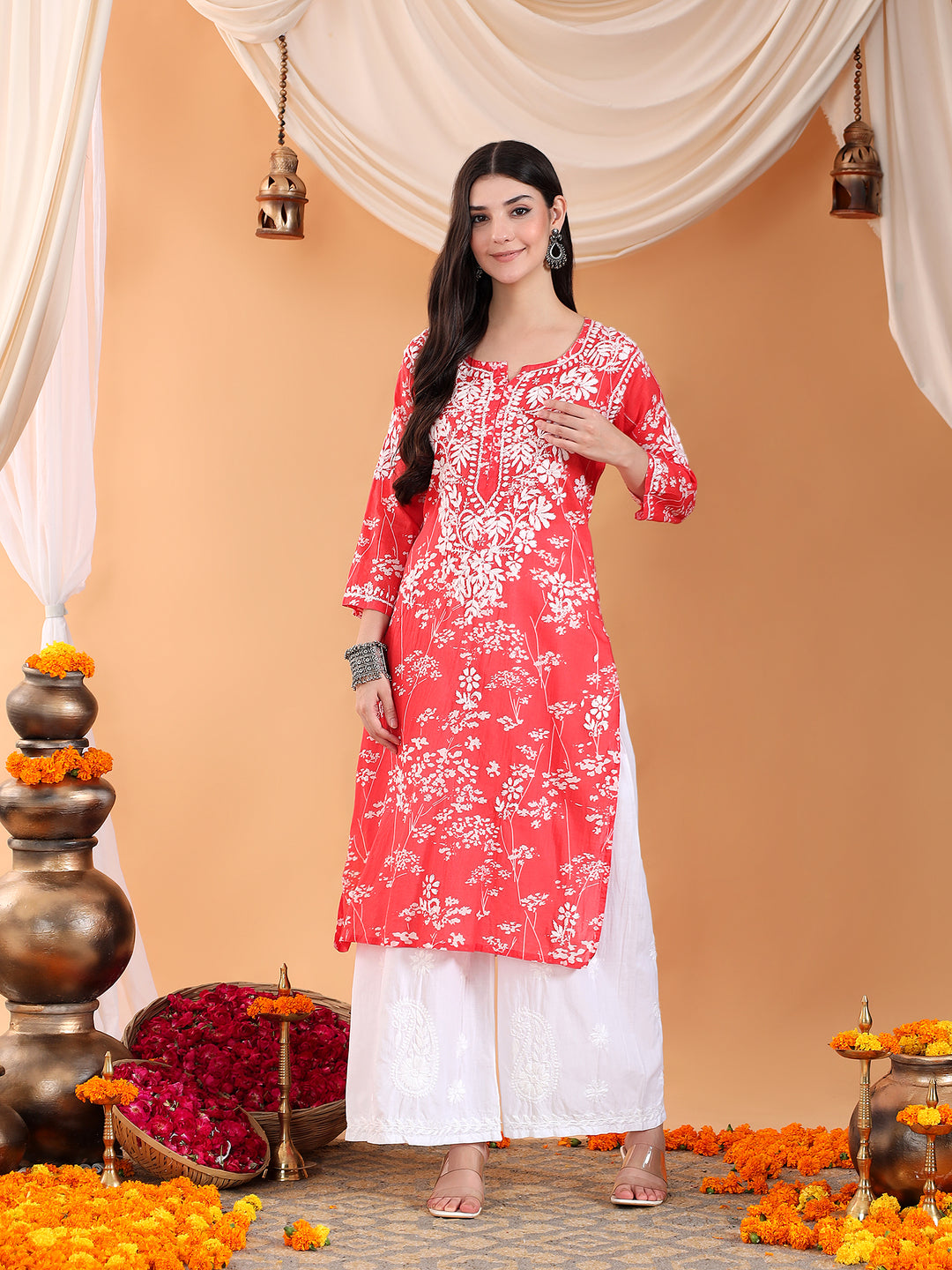 Zainab Chikankari Mulmul Straight Kurta