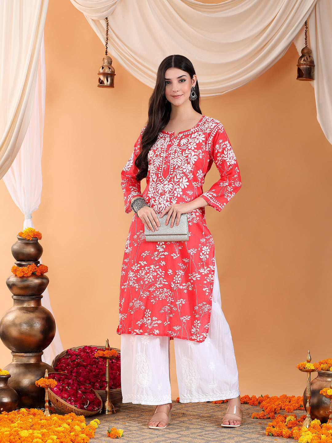 Zainab Chikankari Mulmul Straight Kurta
