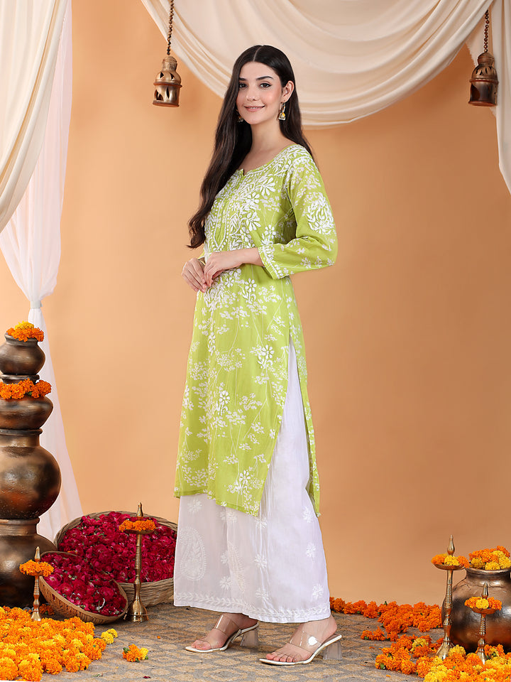Zainab Chikankari Mulmul Straight Kurta
