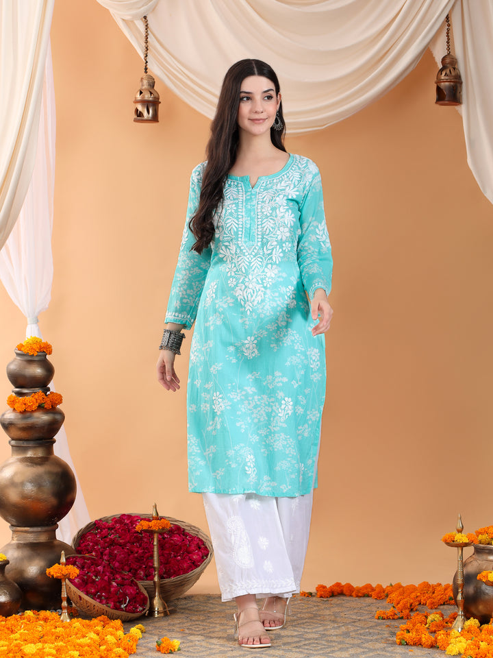 Zainab Chikankari Mulmul Straight Kurta