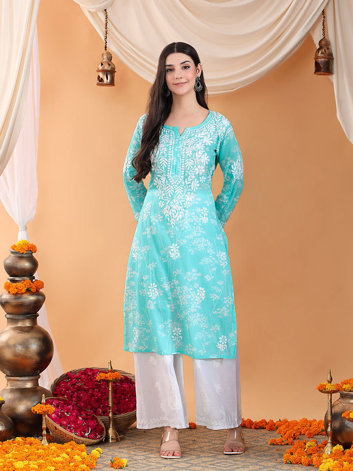 Zainab Chikankari Mulmul Straight Kurta